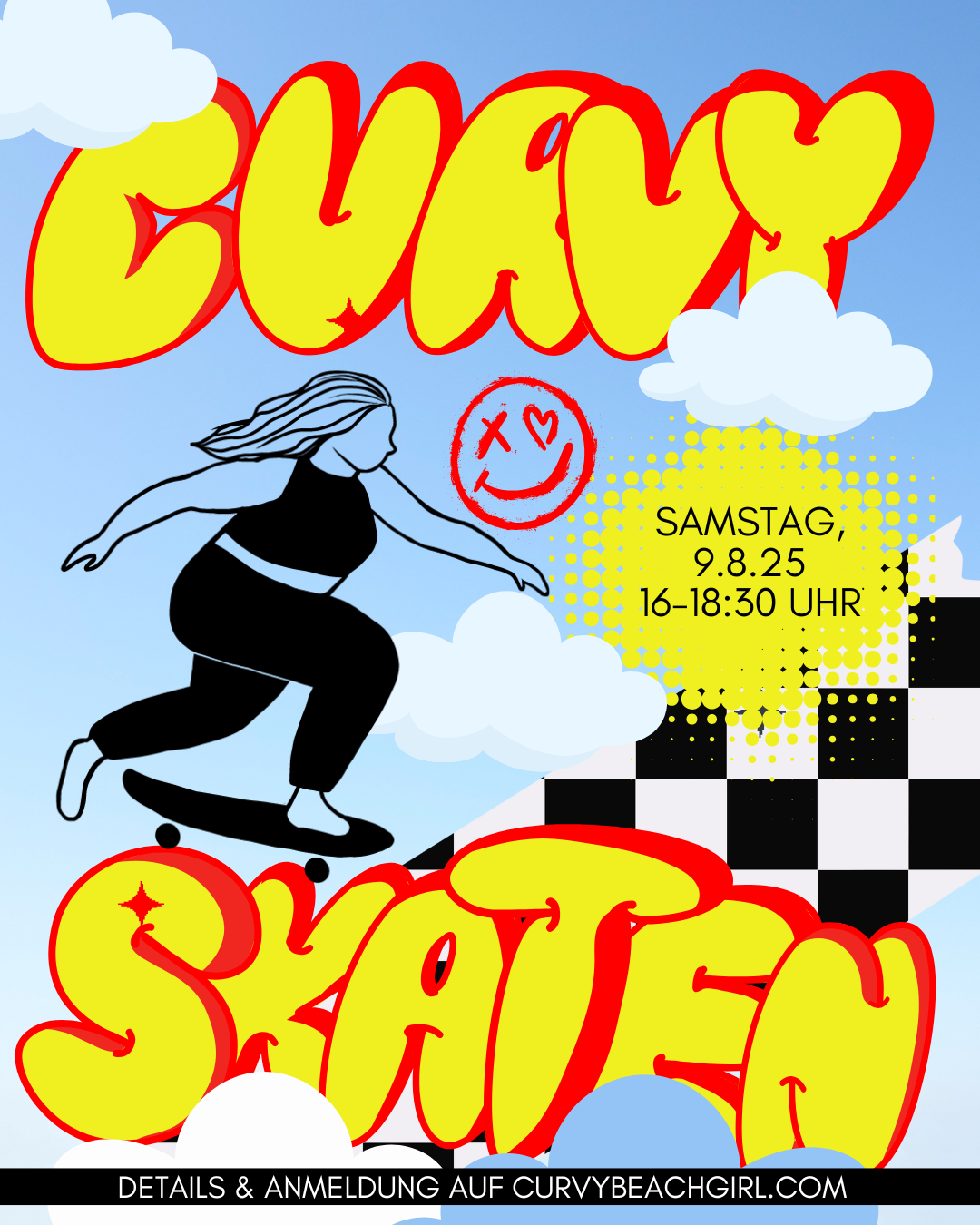 Event Poster zur Curvy Skaten und Longboarding Session in Kiel von CURVYBEACHGIRL