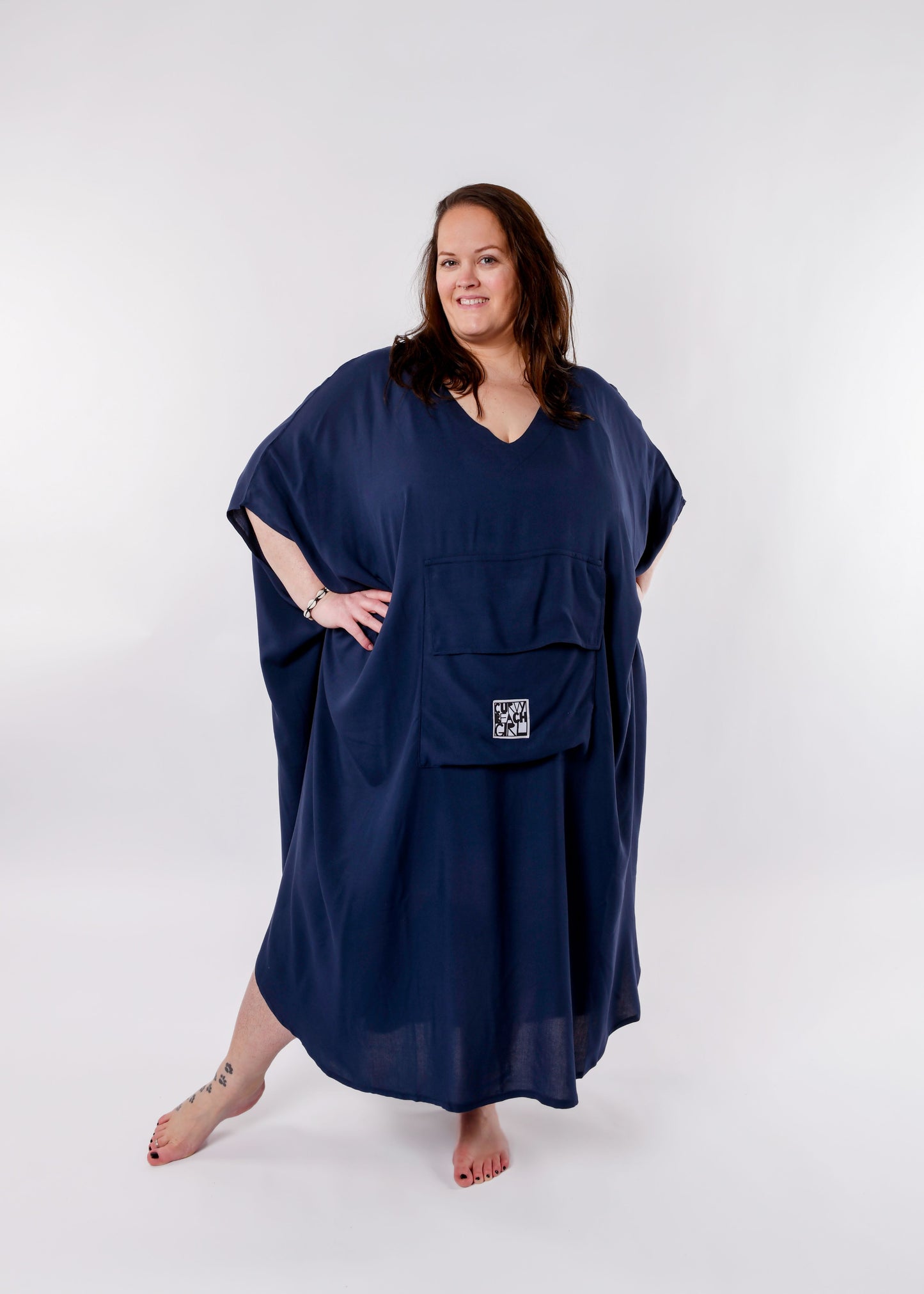 Strand Poncho JUA aus Viskose in dunkelblau