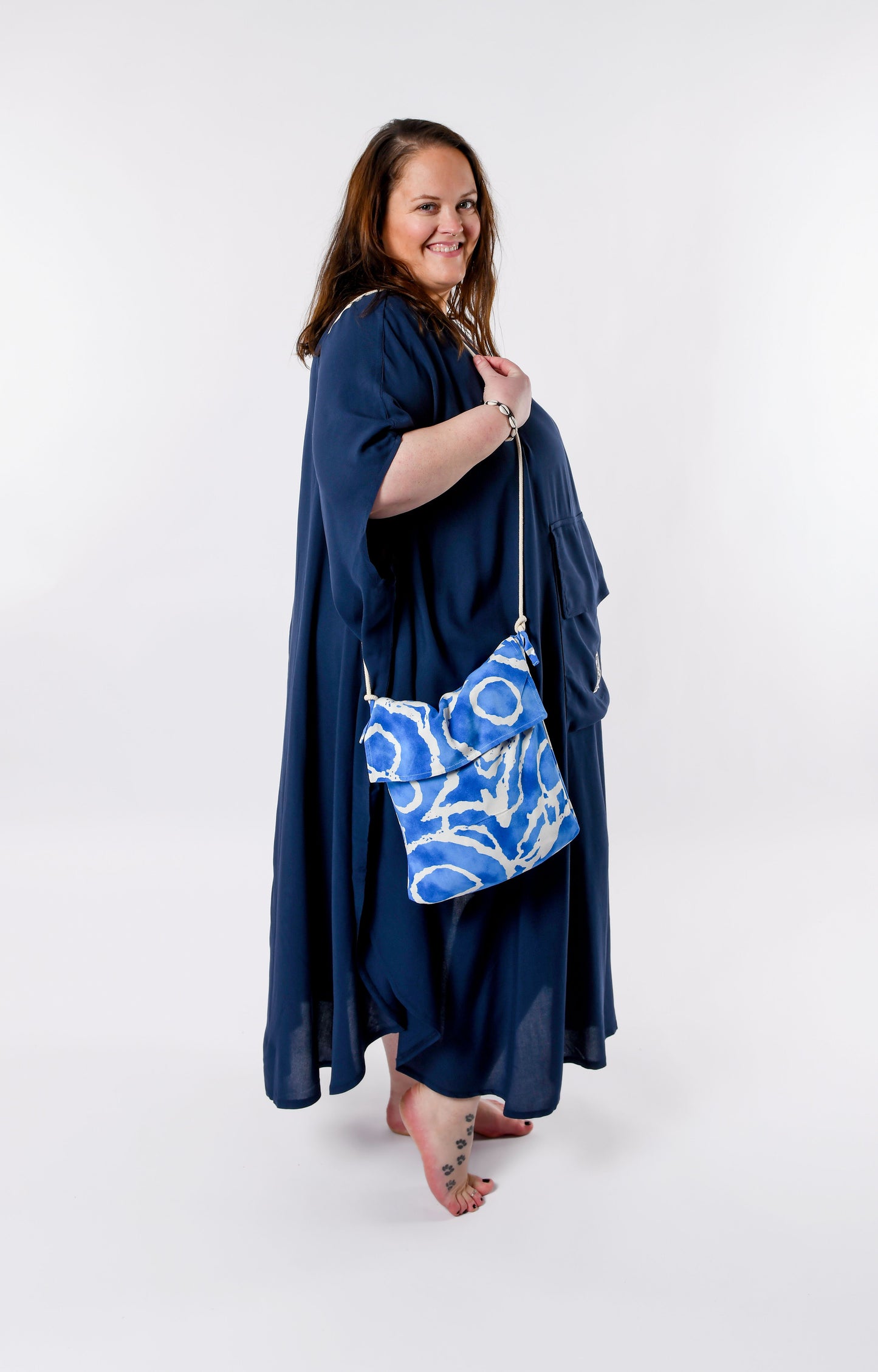 Strand Poncho JUA aus Viskose in dunkelblau