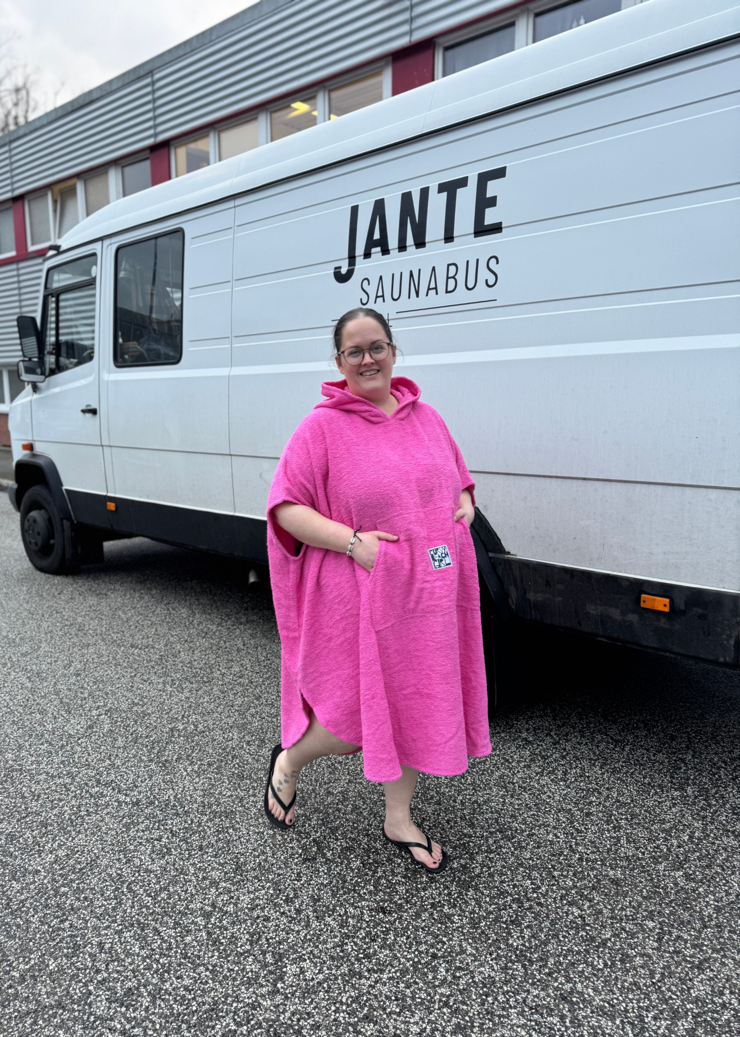 Surf Poncho BARIDI aus Baumwolle in pink