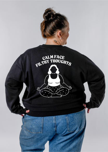 Sweatshirt SWETA "Calm face filthy thoughts - Meditation" aus GOTS-Baumwolle